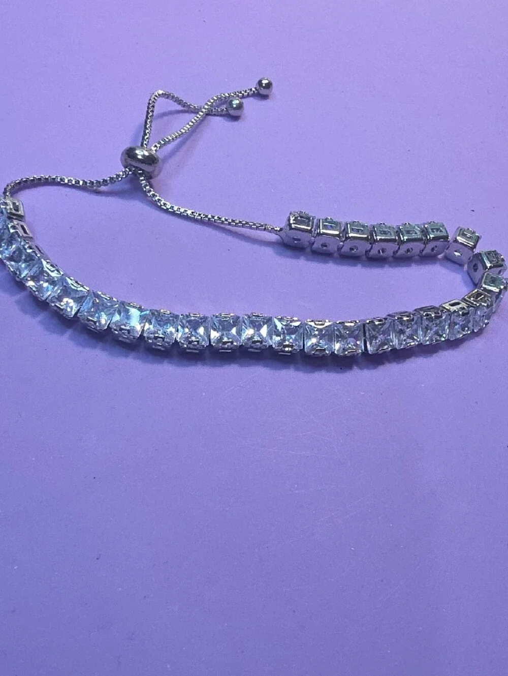 Silver-Tone Clear Swarovski Crystal Tennis Bracelet - Women Jewelry - Picture 3 of 4